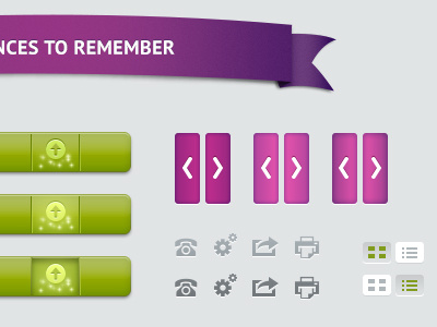UI Elements buttons green icons purple ribbon toggle ui ui elements