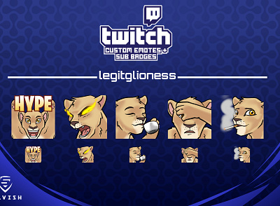 Lioness Emotes streamer subbadges twitch twitchemote twitchemotes