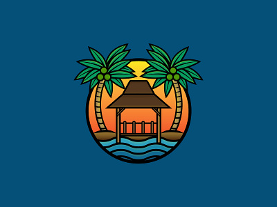 beach stalls logo app beach branding coconut tree design illustration logo stalls vector