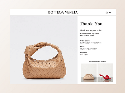 Confirmation Page bags bottegaveneta cart checkout confirmation dailyui design ecommerce fashion graphicdesign online shopping uxdesign webpage website