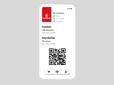 Boarding Pass airport app boardingpass dailyui design emirates graphic design london mobile mobilepass travel ui uxdesign