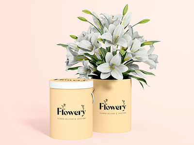 Flowery botanical branding design flower flower box flowers hand drawn illustration logo mockup roundup