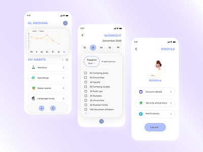 Habit tracker 15daychallenge app branding design habit tracker minimalistic mobile app design mobile ui simple spending log tracker ui ux workout