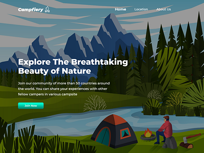 Campfiery - Camping Community campfire campsite design ui web