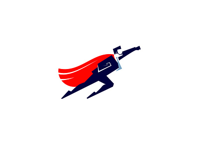 Call center superhero logo concept