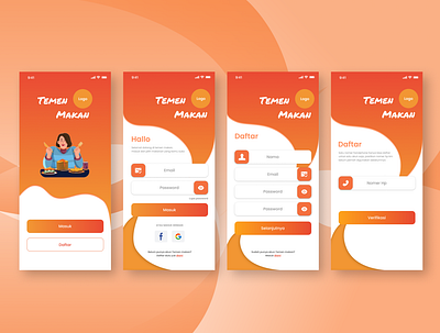 Onboarding login register ecommerce mobile app Temen makan android app aplication app branding ecommerce app ecommerce design graphic design hireme login login screen onboarding onboarding screen online shop online store register form uiuxdesign