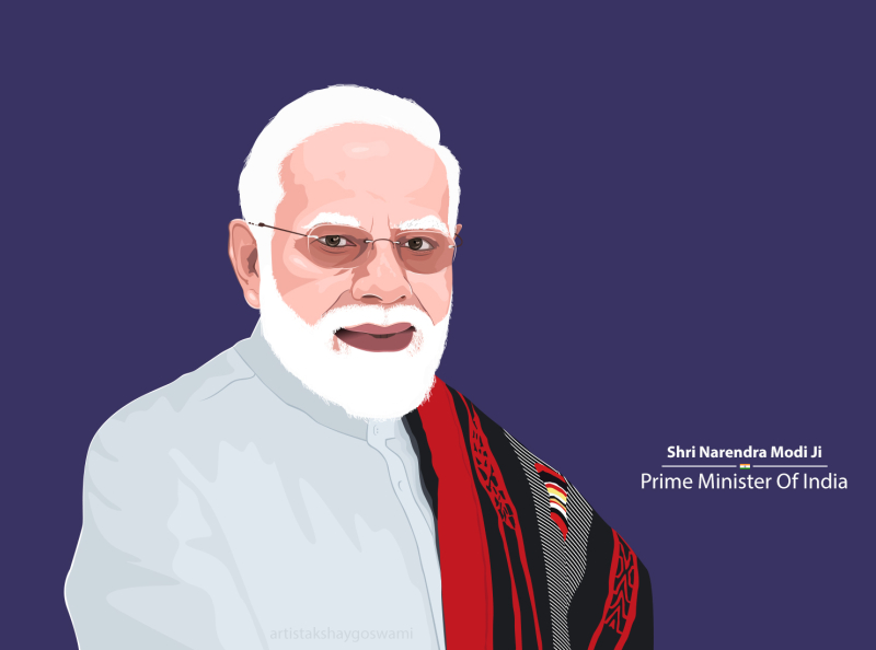 Pencil Sketch Of PM Modi By Niki Bhatt, Fine Art for Sell