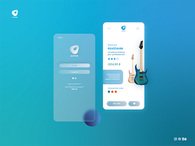 Geetar App - icon/Brand (UI/UX) app branding design ecommerce glass glassmorphism graphic design guitar icon minimal neumorphism ui uiux ux