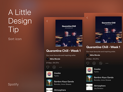 A Little Design Tip for Spotify app design facelift filter icon mobile pulldown songs sort spotify tip