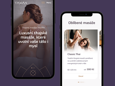 TAWAN Mobile beauty fullscreen header iphone12 massage mobile mockup oriental spa thai ui ux uxui