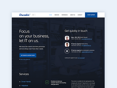 Dworkin IT Support & Outsourcing blue business company dark it landing modern outsourcing support
