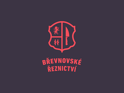 Brevnov Butchery Logo butcher erb heraldic knife lion logo red