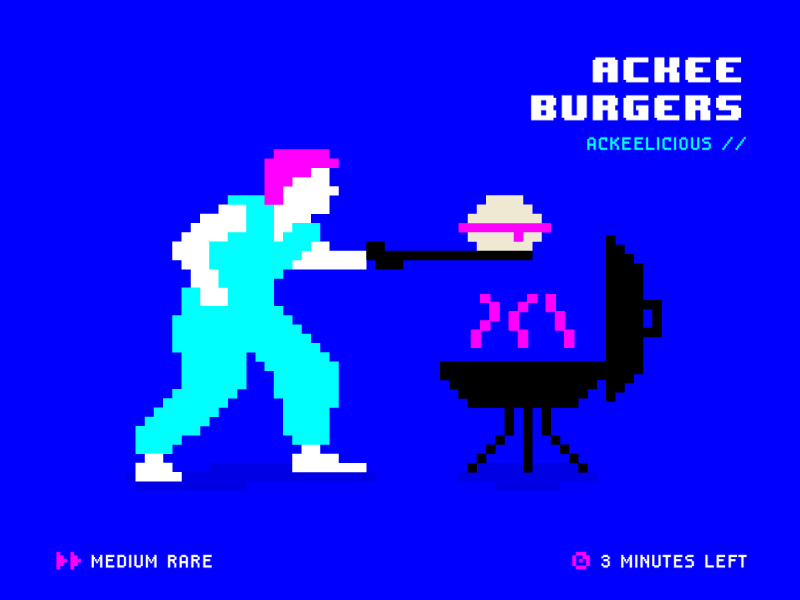 Ackee Burgers 8bit 90s ackee animation art burgers food gif illustration pixel prince retro