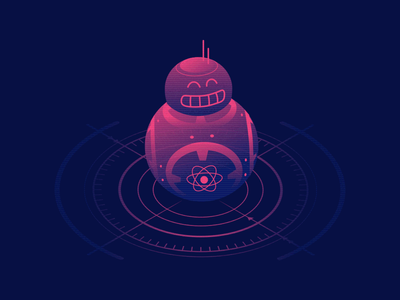 Isometric illustration set 3d animation app augmented bb8 glitch illustration isometric mobile starwars tv vector