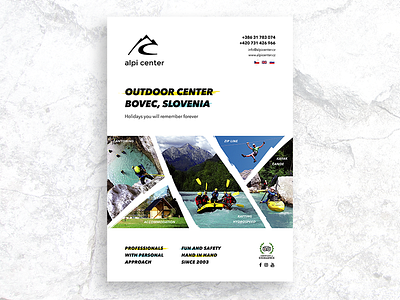 Alpi Center Flyer brand branding corporate design flyer nature print rock slovenia