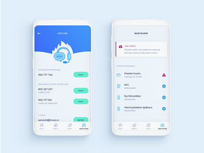 Saifu Settings app blue blue and white call chat clean headphones hotline icon illustration light mobile settings ui ux water
