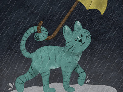 Rainy Day cat childrens book illustration illustration illustrator procreate rain rainy day umbrella