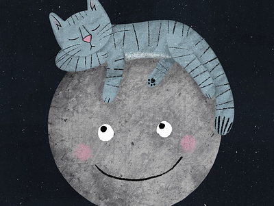 Snooze on the Moon cat childrens book illustration illustration illustrator moon procreate space stars