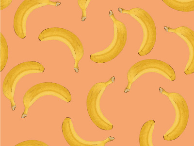 Banana on Orange Repeating Pattern banana bananas colorful colourful fabric gift wrap illustration illustrator orange pattern procreate surface pattern design wrapping paper yellow