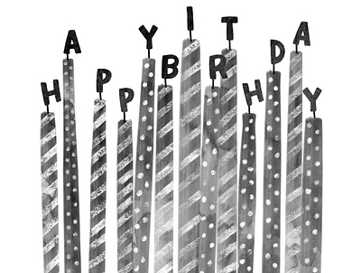 Monochrome Birthday Candles birthday candles celebration greetings card illustration illustrator monochrome procreate