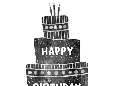Monochrome Birthday Cake birthday birthday cake greetings card illustration illustrator monochrome procreate
