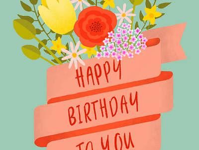 Birthday Bouquet Card birthday colourful flowers greetings card illustration illustrator procreate surface pattern design