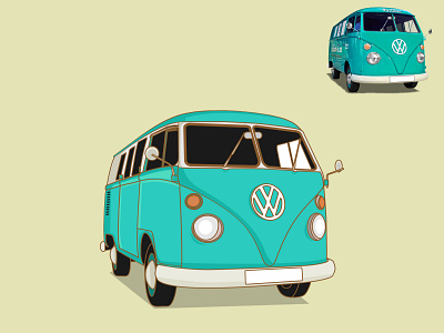 VW Classic Car design flat illustration minimal vector