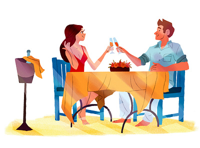 Dinner restaurant flat illustration