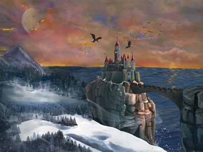 Fantasy Castle - illustration for a children’s book digital painting illustration