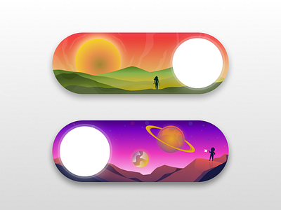 UI Design - Switch on/off astronaut design illustration mountains planets space sunset switch ui vector