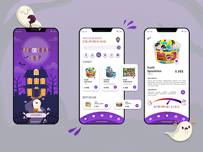 Trick Or Treats - Halloween UI Design app design illustration minimal ui ux vector