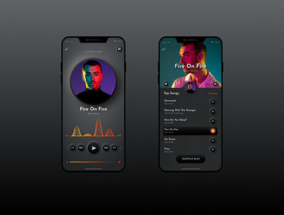 🌚 Dark Mode Music Player App - UI Design app design minimal music musicapp musicplayer typography ui ux