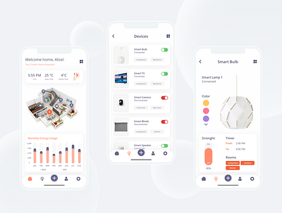 Smart Home Application - UX/UI Design Concept app application applicationui chart design devices entirehouse flat illustration flatdesign house household icons minimal smart smartdevices smarthome typography ui ux uxuidesign