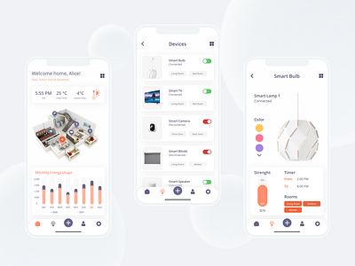 Smart Home Application - UX/UI Design Concept app application applicationui chart design devices entirehouse flat illustration flatdesign house household icons minimal smart smartdevices smarthome typography ui ux uxuidesign