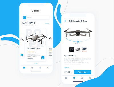 Drone Shop Application app design drone droneapp droneshop flat minimal shop typography ui ux vector