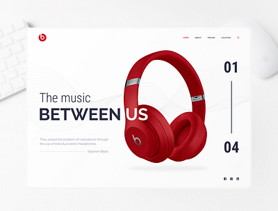 Beats by Dre - headphones website UI design beatsbydre design earphones flat headphoneset headphoneweb headphonewebsite homepage homepageui landingpage logo minimalist redcolor typo typography uiuxdesign vector waveseffect whitespace