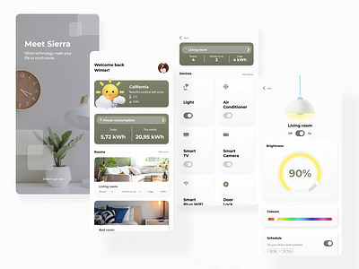 Sierra : Smart Home App animation application design illustration inspiration iot smart smarthome ui uidesign ux uxdesign