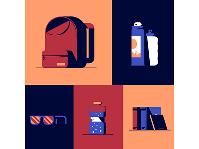Vacation Supplies 2d backpack illustration sunny vacation vector