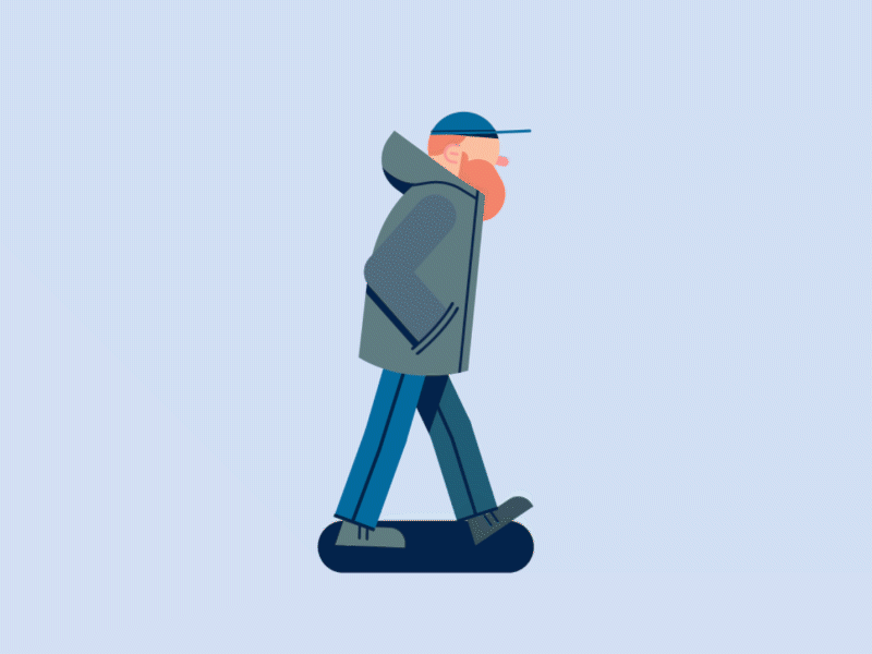 Walking Around animation beard blue green guy illustration motion design orange stroll vector walkcycle