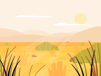 Grassland 2d background enviroment nature nature illustration orange savannah vector yellow
