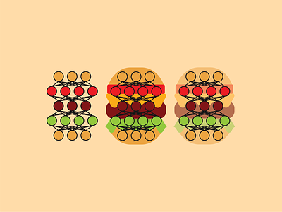 Neural Burger burger flat design food icon illustrator line drawing logo machine learning visual metaphor