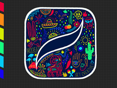 PROCREATE APP ICON in neon mexican style