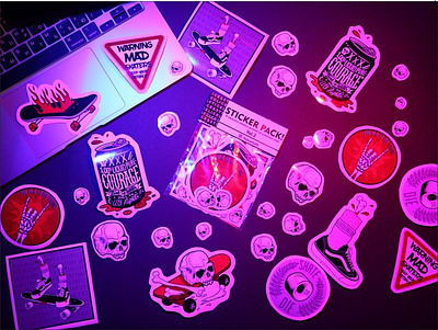 SKATE&DESTROY stickerpack animation black custom design illustration logo procreate sticker stickers