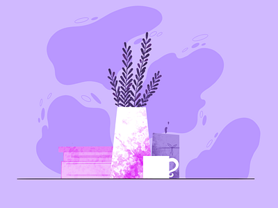 still life in pink and purple art books design experiment flowers illustration illustrator mug procreate purple vase