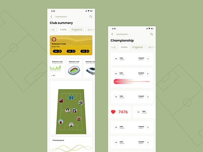 Sports club App Dashboard