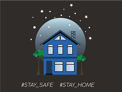 Stay Home Project design flat home illustration minimal night