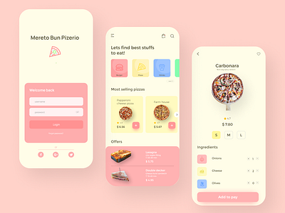 Pizza delivery app app burger colddrinks designer mobileapp mobiledesign pizza ui ux