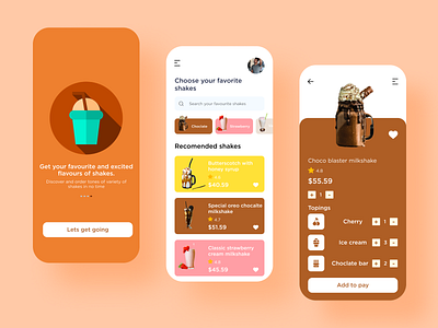 online milkshake ordering app design