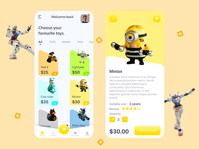 Toy store app app design designer mobileapp mobiledesign toy ui ux vector