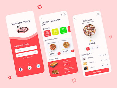 Food delivery app design app burger design designer fooddelivery icon illustration mobileapp mobiledesign pizza ui ux vector